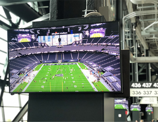 Allegiant stadium tests lights for signage and ribbon work