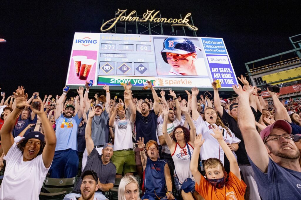 Signature John Hancock sign at Fenway Park coming down 